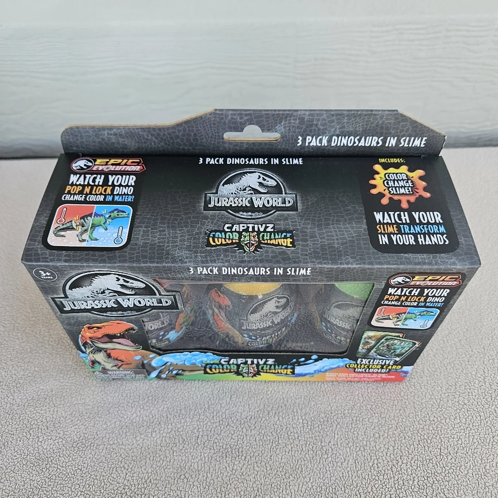Jurassic World Captivz Eggs Color Change Dinosaurs In Slime 3 Pack Gold Mystery